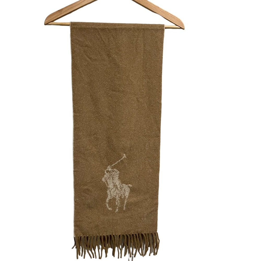 Polo Ralph Lauren Tan and lighter tan on reverse Men’s lambs wool scarf